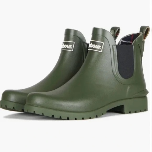 NEW Barbour Women's Wilton Wellington Ankle Rain Boots Waterproof Olive Booties - Picture 1 of 10
